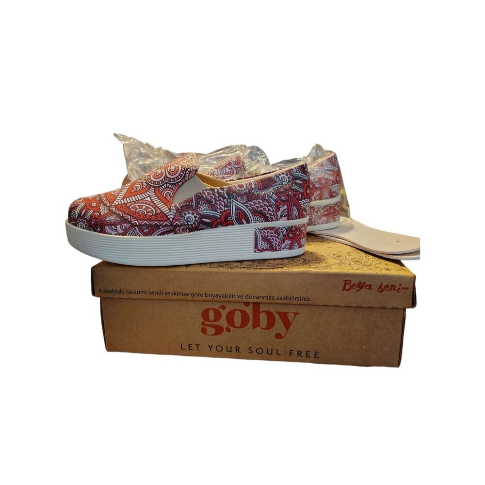 Goby Red Floral Sneakers NWT Size 7.5 US EUR 38 Women's